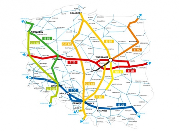 폴란드 철도 현대화 사업 노선도(자료 출처 : 폴란드 철도청, 제공 : 해외건설협회).