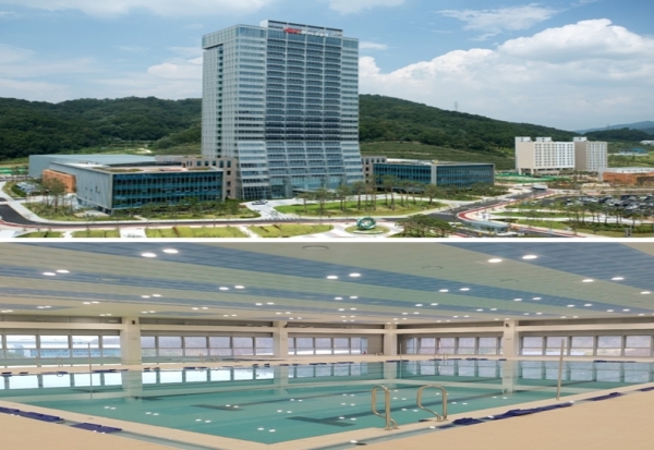 한국도로공사가 김천혁신도시 내 성인풀(25m) 6레인과 유아풀 1레인 규모의 수영장을 신설하고 5월 말 개장한다.