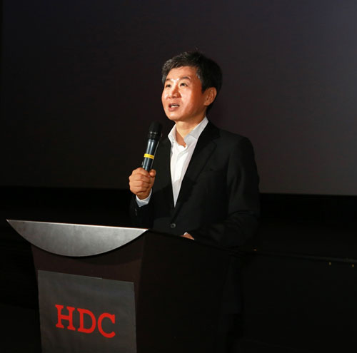정몽규 HDC 회장이 12일 용산CGV에서 열린 BT프로젝트 워크숍에서 인사말을 하고 있다.