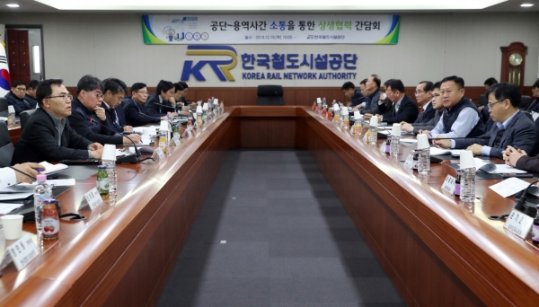 한국철도시설공단의 협력사간 공정경쟁 및 상생협력을 위한 용역사 간담회 현장 전경.