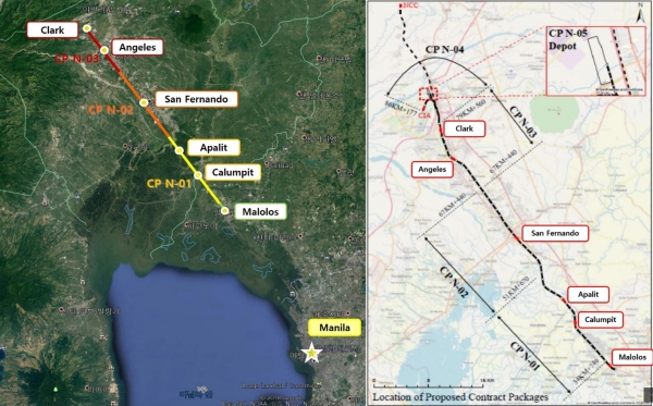 필리핀 남북철도 프로젝트 위치도.