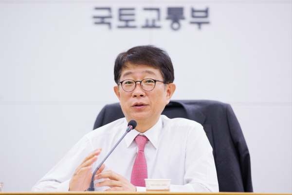 박상우 국토부 장관이 최근 세종정부청사에서 열린 국토부 재정집행점검회의서 발언하고 있다.(사진제공 : 국토부)